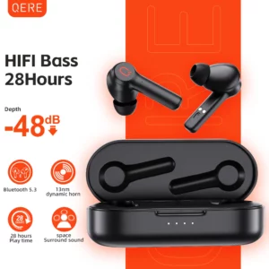 QERE E20 casque sans fil, TWS Bluetooth 5.3, Microphone HD, écouteurs HIFI, pilote 13mm, faible latence 68M, 4 micros, appel ENC, nouveau