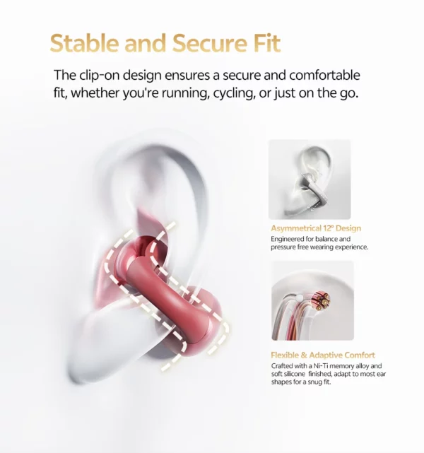 QCY Crossky C30S écouteurs sans fil à oreille ouverte haute résolution avec LDAC écouteurs à pince Bluetooth 6.0 Clip sur OWS casque de sport 40 heures – Image 31