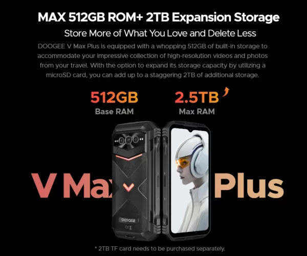 Version mondiale DOOGEE V Max Plus téléphone robuste 6.58 "120Hz affichage 16GB 512GB 200MP AI caméra 22000mAh effet d'éclairage Android 14 – Image 30