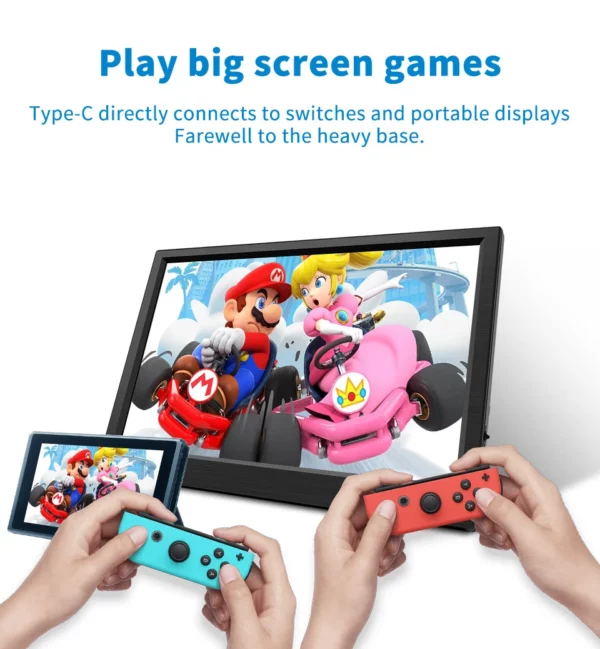 Moniteur portable compatible HDMI pour ordinateur portable, deuxième écran de jeu, affichage arc-en-ciel pour Switch, PS4, Xbox, Raspberry Pi, 11.6 pouces – Image 14