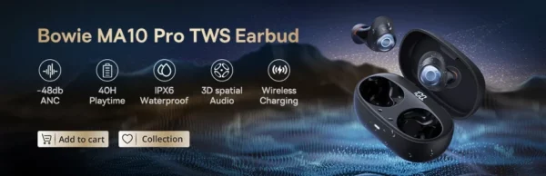 Baseus Bowie M2s -48dB ANC écouteurs sans fil Bluetooth 5.3 casque Audio spatial 3D qualité HiFi 0.038 "écouteurs à faible latence – Image 9