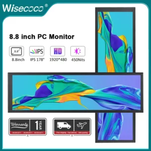 Wisecoco 8.8 pouces 1920x480 longue bande moniteur Portable écran externe ordinateur Portable affichage pour ordinateur Raspberry pi 4 3 B Aida64