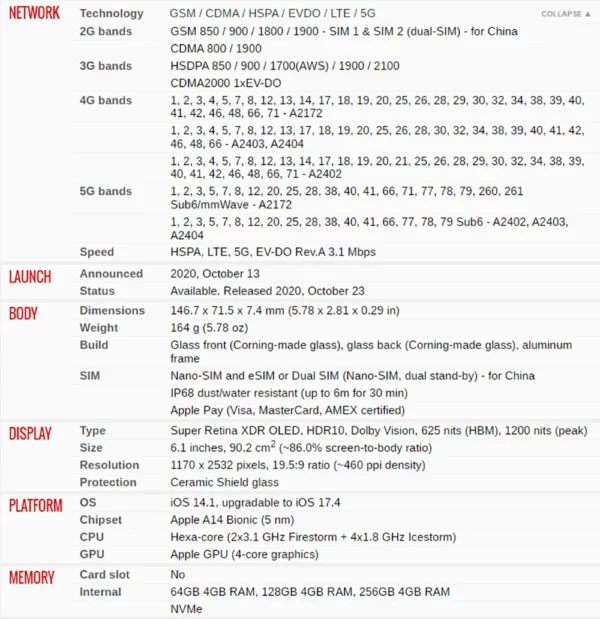 Apple iPhone 12 5G Face ID téléphone portable Original utilisé débloqué 6.1 "64/128/256GB ROM hexa-core IOS 12MP caméra NFC Smartphones – Image 15