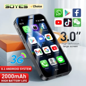 SOYES P70 Pro Max Mini Android8.1 Smartphone 3.0 pouces 2000mAh Face ID double SIM veille jouer magasin 3G petit téléphone