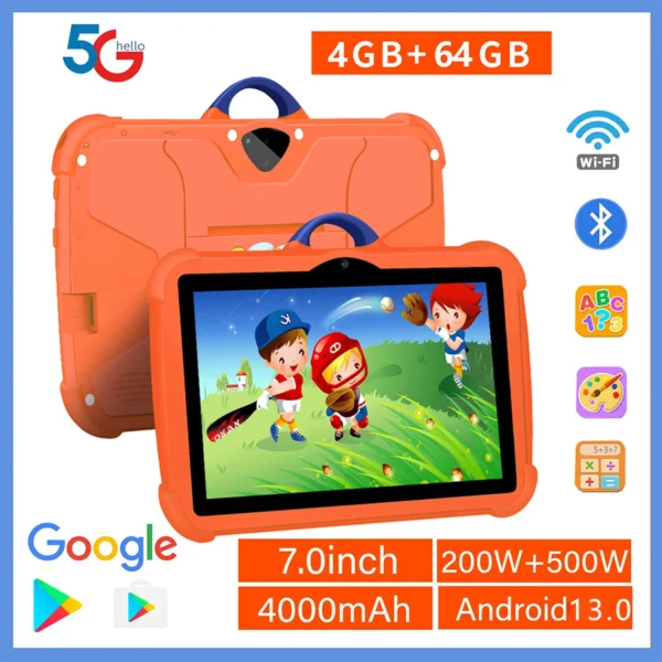 Nouveau 7 pouces 5G WiFi tablette Pc pour les meilleurs cadeaux pour enfants Android enfants jeu éducatif apprentissage tablettes Quad Core 4GB RAM 64GB ROM