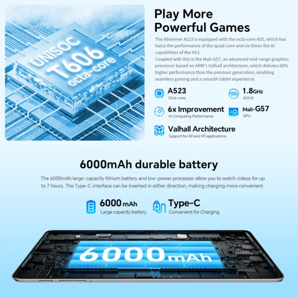 Teclast tablette P30T étui Android 15 10.1 "IPS Max 12GB RAM 128GB ROM T606 8 cœurs P30TCase/clavier/souris/stylet/casque/support – Image 5