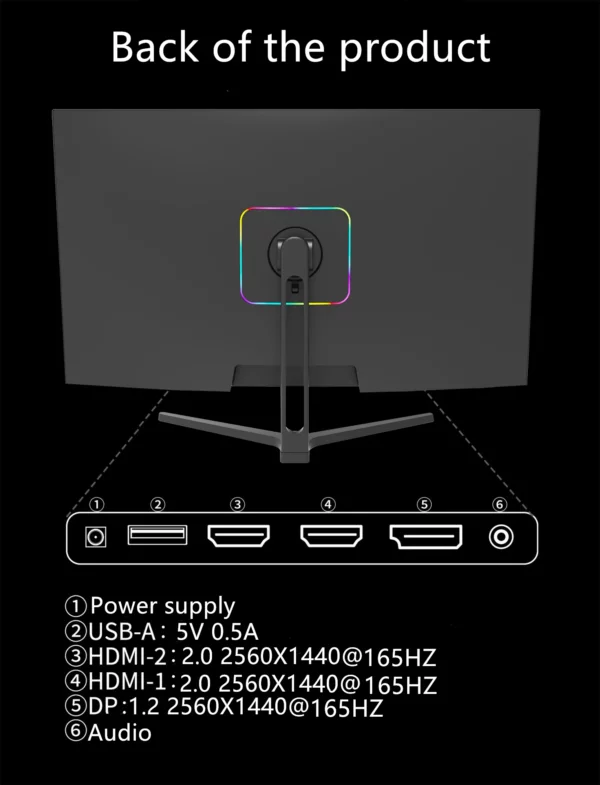 FYHXels32-Moniteur de bureau LED IPS pour ordinateur de jeu, 165Hz, 2K, QHD, taux de rafraîchissement élevé, panneau, FreeDivig-DiviMPRT, 1ms – Image 20