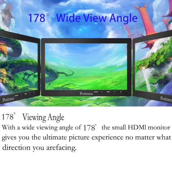 Moniteur Portable 10.1/11.6/13.3 pouces, Mini moniteur 1366x768, ordinateur avec entrée HDMI/VGA/AV/BNC/USB, pour Pc, ordinateur Portable, PS4, Xbox Ras Pi – Image 11