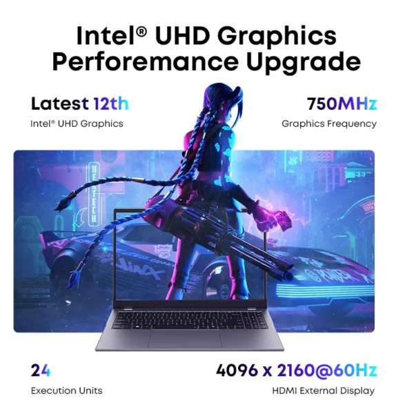 CHUWI GemiBook Plus 15.6 ''ordinateur portable 16GB RAM 512GB SSD ordinateur Windows 11 ordinateur portable 12e génération Intel Alder Lake N150/N100 – Image 2