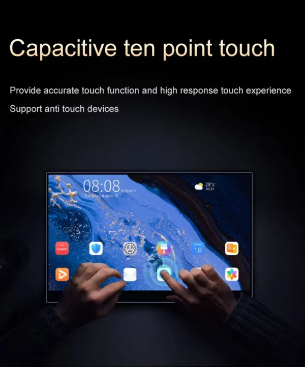 Moniteur Portable à écran tactile OLED 4K de 15.6 / 13 pouces, 550Nit USB-C, moniteur de jeu externe Compatible HDMI pour ordinateur Portable Xbox Switch – Image 5