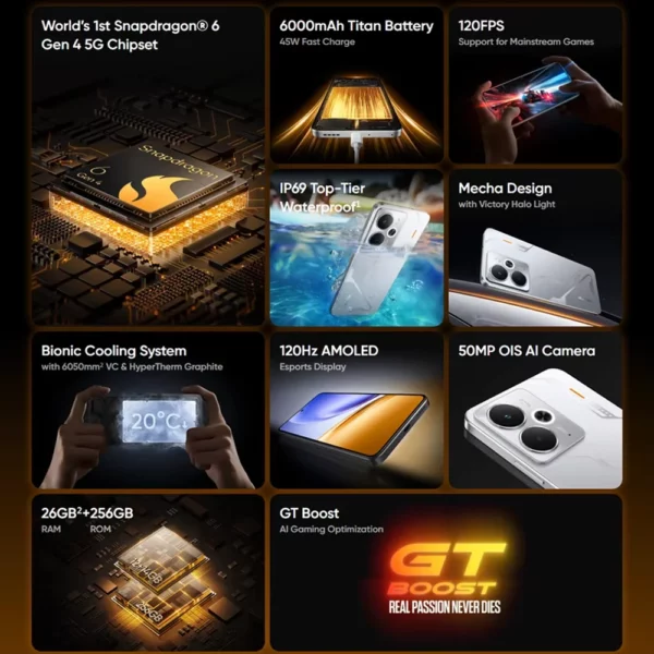 Version globale realme 14 Smartphone 5G Snapdragon 6 Gen 4 Écran AMOLED 120Hz Esports Caméra AI 50MP OIS Batterie Titan 6000mAh – Image 2