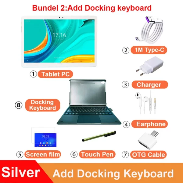 2025 nouveau Design 4G appel téléphonique 2 en 1 tablette clavier d'accueil tablette Android 10.5 "1920*1200 MT6797 10 cœurs 13MP + 5MP 7000mAH – Image 11