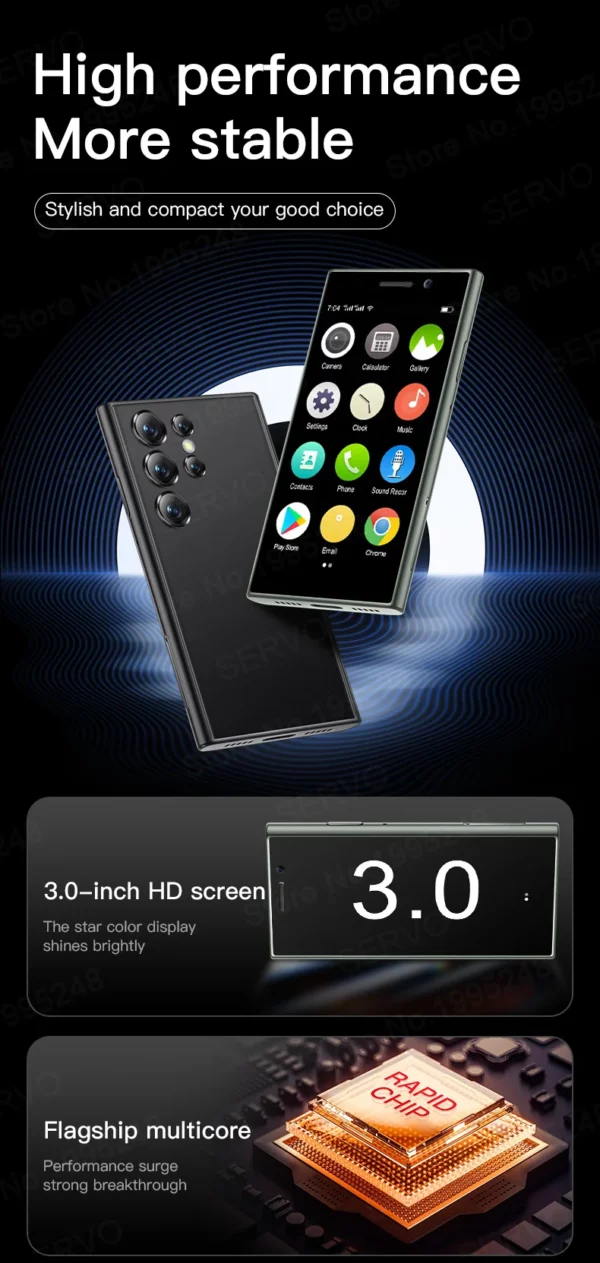 SERVO-Mini Smartphone de Poche S24, 2 Go, 16 Go, 4G, Netcom, Système Natif Android, MT6737, WIFI Hotspot, Petite Paume, Smart Morning, Nouvelle Mise à Jour – Image 12