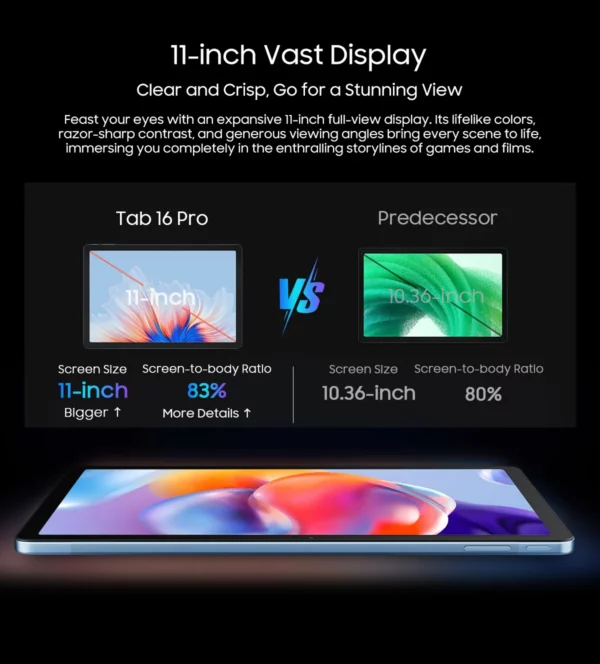 Tablette Blackview Tab 16 Pro  8 Go + 256 Go Écran 11'' FHD + Batterie 7700 mAh Android 14 Widevine L1 Unisoc T616 Tablette PC – Image 17