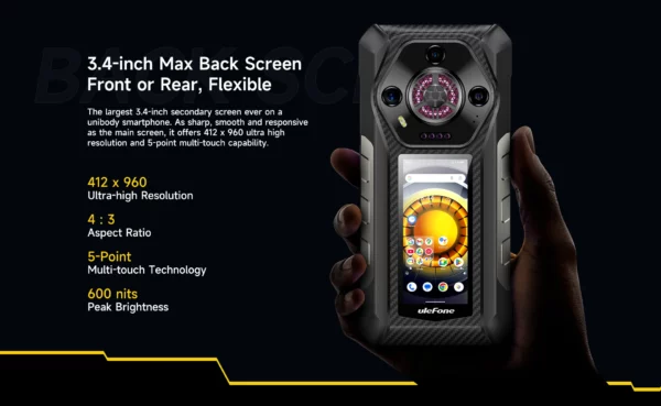 【Première mondiale】Ulefone Armor 30 Pro 5G Téléphone robuste Android 14 Smartphone 6,9" 120Hz 32GB+512GB 12800mAh Caméra nocturne 64MP NFC MTK Dimensity 7300X 66W Téléphone portable – Image 16