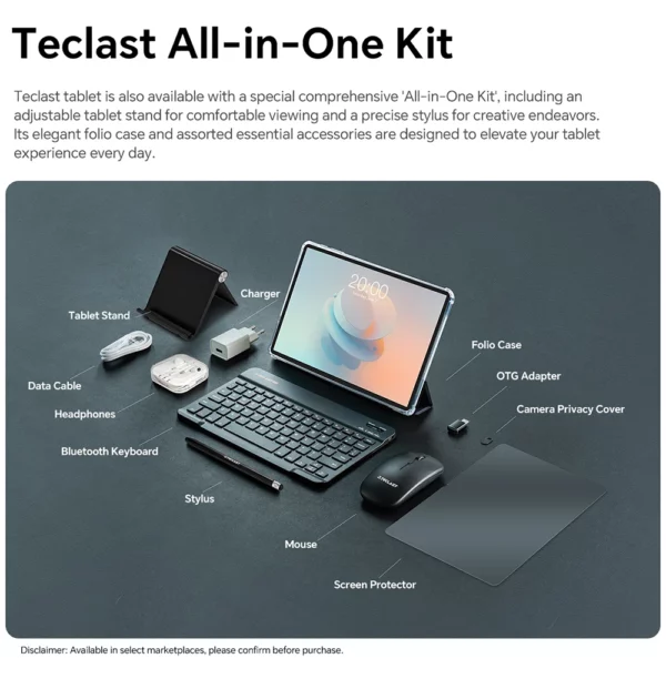 Teclast tablette P30T étui Android 15 10.1 "IPS Max 12GB RAM 128GB ROM T606 8 cœurs P30TCase/clavier/souris/stylet/casque/support – Image 9