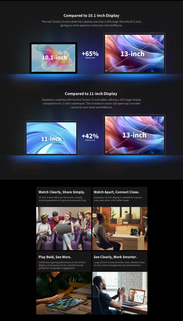Teclast T65 Max 13 "FHD affichage Android 14 tablette MediaTek G99 8GB + 12GB extension RAM 256GB ROM 10000mAh batterie 18W Widevine L1 – Image 14