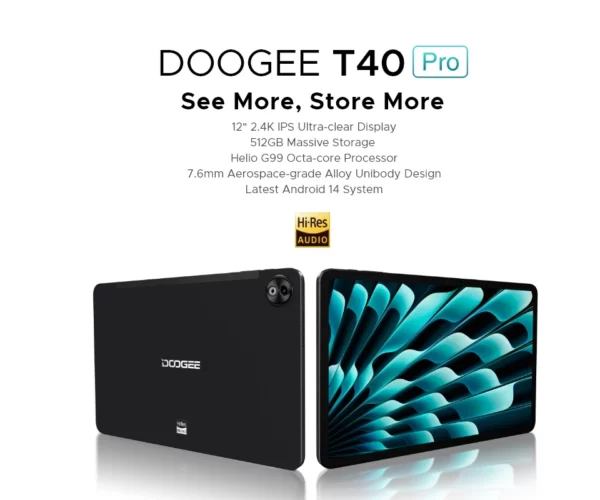 Doogee-Tablette T40 Pro, 12 ", IPS, 2.4K, 20 Go, 8 Go, 512 Go, Android 14, Helio G99, 6nm, 10800mAh, 18W Charge, 7.6mm, Ultra-mince, Première mondiale – Image 16