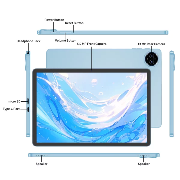 Relndoo Nouvelle tablette Android 15, 24 Go (4 + 20 élargies) RAM + 128 Go de ROM, processeur T615, écran IPS 11 pouces 1280 * 800, WIFI, type C, GPS – Image 2