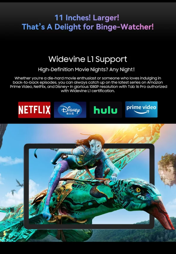 Tablette Blackview Tab 16 Pro  8 Go + 256 Go Écran 11'' FHD + Batterie 7700 mAh Android 14 Widevine L1 Unisoc T616 Tablette PC – Image 18