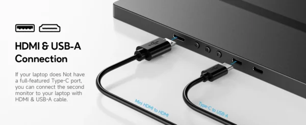 Dopesplay Triple double extension d'écran d'ordinateur Portable FHD 1200P 14.1 pouces moniteurs portables pour ordinateurs portables Windows Mac Android 14-17.3 pouces – Image 14