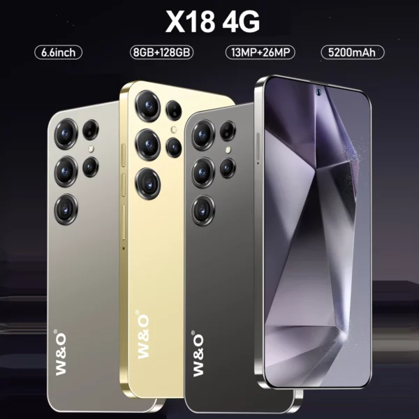 X18 Smartphone Android 6.6 pouces 128GB ROM 8GB RAM 4G réseau double SIM téléphones portables Google Play Store 5200mah téléphones mobiles