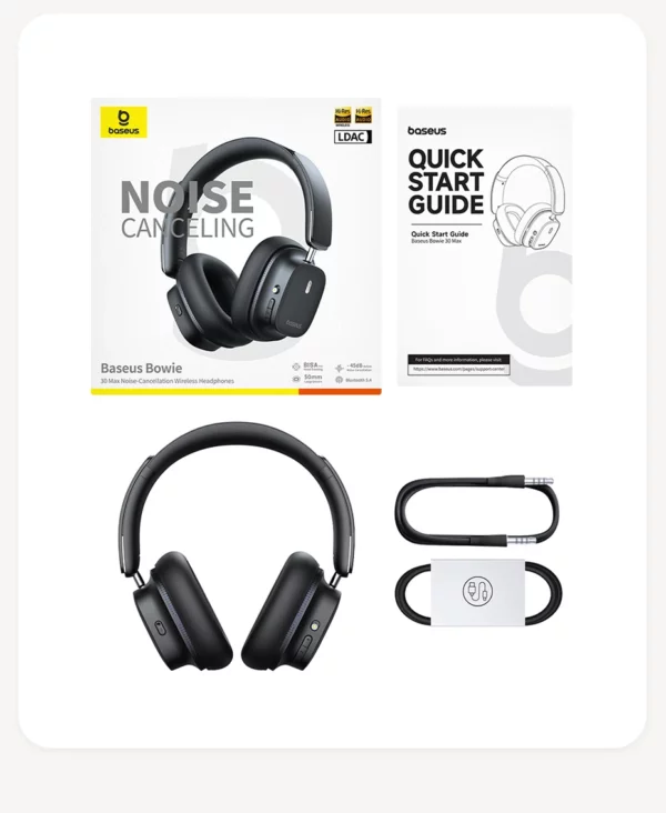 Baseus Bowie 30 Max casque Bluetooth 45dB suppression du bruit hi-res LDAC sur l'oreille casque 3D Audio spatial écouteur sans fil – Image 22