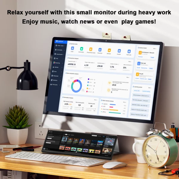 Wisecoco 12.3/14.5 pouces 2K 2560x720 IPS tactile moniteur Portable de jeu HDMI écran secondaire externe affichage auxiliaire – Image 4