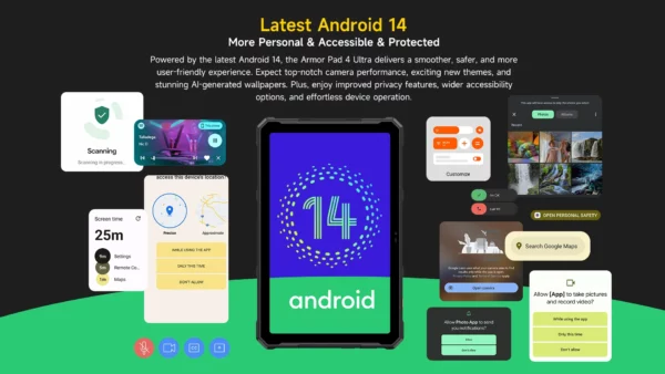 【Première mondiale】Ulefone Armor Pad 4 Ultra 5G Tablette robuste Imagerie thermique 11800mAh 10,36"2K 16GB + 256GB Android 14 Lumière LED – Image 46