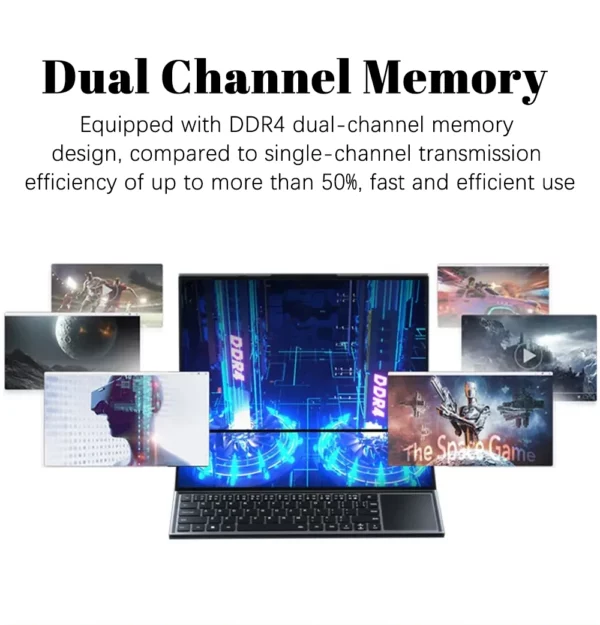 CRELANDER Ordinateur portable à double écran 16 pouces 2K + écran tactile 14 pouces Intel Xeon W-10855M 64 Go de RAM Zenbook Duo Ordinateur portable de jeu – Image 16