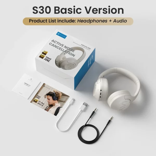 HAYLOU-Casque sans fil S30, Bluetooth 5.4, 43dB, écouteurs adaptatifs antibruit, ensembles de sauna, pilote 40mm, 80H de lecture – Image 9
