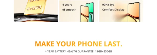 realme-Smartphone C61, Batterie 5000mAh, Charge SUPERVOOC 15W, Caméra AI 50MP, Affichage 90Hz, Moteur AI IP54, 256 Go, NDavid, Première mondiale – Image 15