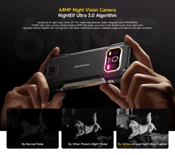 Téléphone robuste Ulefone Armor 27T Pro 5G 10600mAh Smartphone Android 14 50MP + 64MP Caméra nocturne 6,78" 120Hz 24GB + 256GB NFC Téléphone portable – Image 24