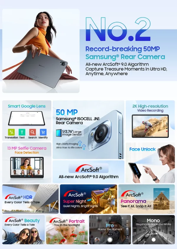 Blackview MEGA 1 tablettes 11.5 "2.4K 120Hz affichage 50MP caméra 12GB 256GB 8800mAh 33W charge Widevine L1 Android Pad PC – Image 30