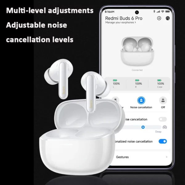 Xiaomi Redmi buds 6 pro écouteur suppression active du bruit audio dimensionnel intégré audio haute résolution casque sans fil 55dB – Image 6