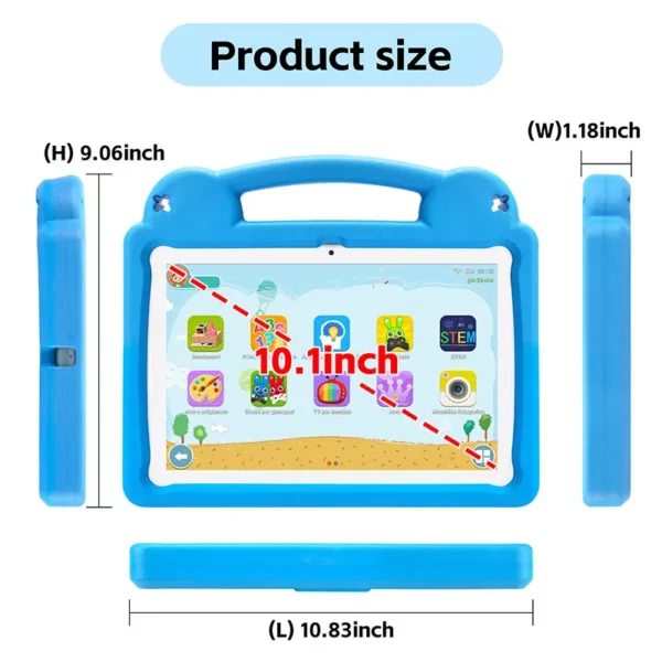 ANRY-Tablette Android 15 pour enfants, tablettes à écran HD, cadeaux pour enfants, 8 Go de RAM, 4 + 4 extensions, 64 Go, Dean A523, 2025 GHz, 10.1 Mah, 2.0 pouces, 5000 – Image 6
