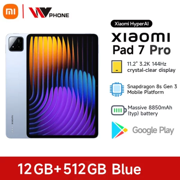 Version mondiale Xiaomi Pad 7 Pro Snapdragon 8s Gen 3 11.2 "3.2K 144Hz écran 50MP + 32MP caméra 8850mAh Mi tablette PC 256GB 512GB – Image 9