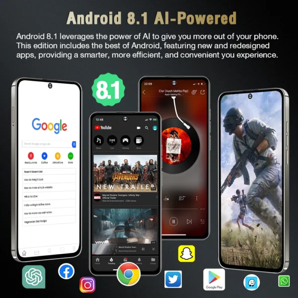 S24 +, Smartphone Android, 6.8 pouces, 3 Go de RAM 32 Go de ROM, caméra 5 + 13 MP, téléphones portables, Google Play Store, double SIM, téléphones portables – Image 21