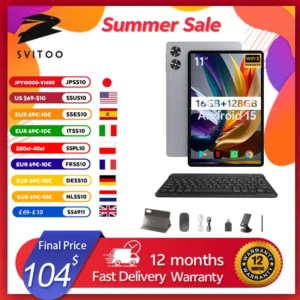 SVITOO 11 "2020 tablette Android 15 octa-core T606 16GB RAM 128GB ROM 8000mAh batterie type-c Widevine L1 tablettes Version mondiale