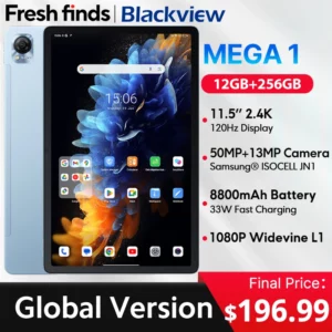 Blackview MEGA 1 tablettes 11.5 "2.4K 120Hz affichage 50MP caméra 12GB 256GB 8800mAh 33W charge Widevine L1 Android Pad PC
