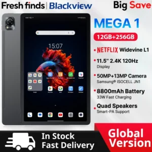 Blackview-Tablette MEGA 1, 11.5 ", 2.4K, 120Hz, Affichage 8 Go, 256 Go, Appareil photo 50MP + 13MP, 8800mAh, 33W, Pad de charge rapide P, Première mondiale