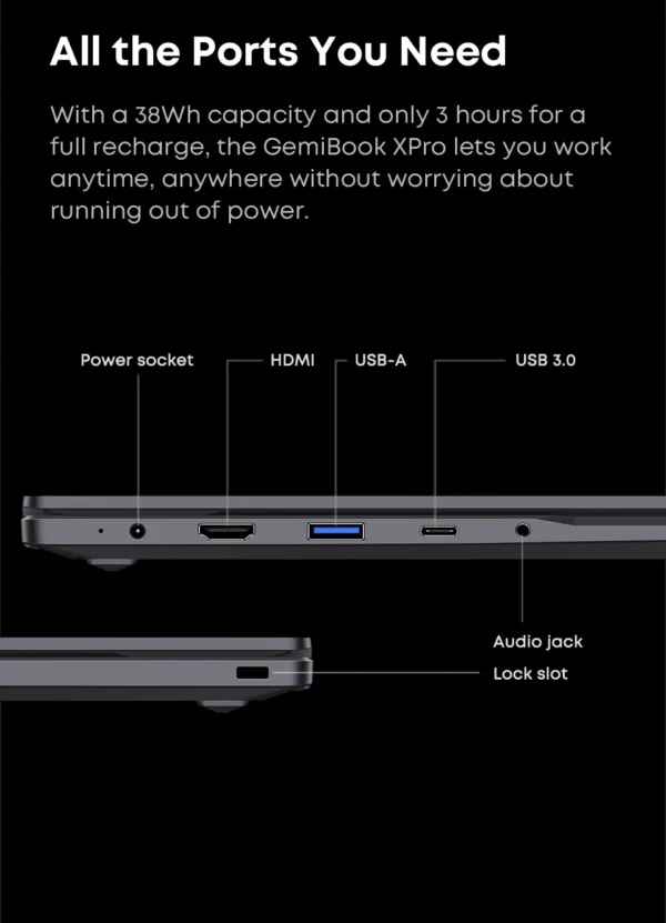 CHUWI GemiBook XPro 14 pouces UHD écran ordinateur portable 8GB RAM 256GB SSD Intel N150/N100 Windows 11 ordinateur avec ventilateur de refroidissement ordinateur portable – Image 19