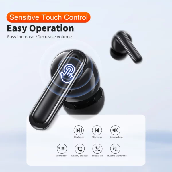 QERE E50 casque sans fil, TWS Bluetooth 5.3, Microphone HD, écouteurs HIFI, pilote 13mm, faible latence 60ms, 4 micros, appel ENC, nouveau – Image 3