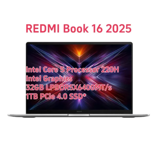 Xiaomi-Ordinateur portable Redmi Ple16 2025, ordinateur portable de bureau d'étude, processeur Intel Core 5 220H, 210H, 16 Go, 32 Go, DDR5, 512 Go, 1 To SSD – Image 7