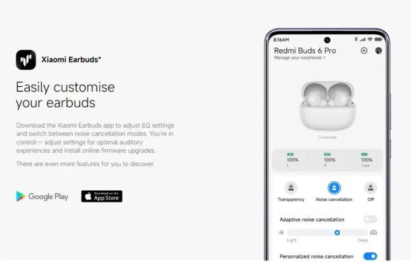 Xiaomi Redmi buds 6 pro écouteur suppression active du bruit audio dimensionnel intégré audio haute résolution casque sans fil 55dB – Image 31