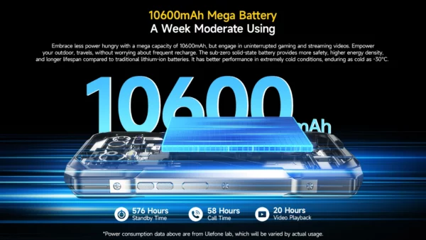 Téléphone robuste Ulefone Armor 27T Pro 5G 10600mAh Smartphone Android 14 50MP + 64MP Caméra nocturne 6,78" 120Hz 24GB + 256GB NFC Téléphone portable – Image 26