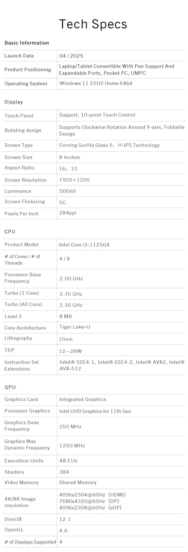 GPD Pocket 3 Intel i3 1125G4 RAM 16GB mémoire 512GB SSD disque dur Windows 11 maison Portable ordinateur Portable Mini PC écran tactile – Image 34