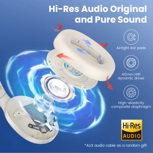 HAYLOU-Écouteurs sans fil S35 ANC, Bluetooth 5.2, 40mm, autonomie de 60 heures – Image 4