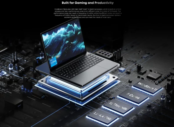 CHUWI CoreBook X Intel Core i5 12450H ordinateur portable de jeu 14 pouces 2160x1440 résolution 16GB RAM 512GB SSD WiFi6 Windows 11 ordinateur PC – Image 16