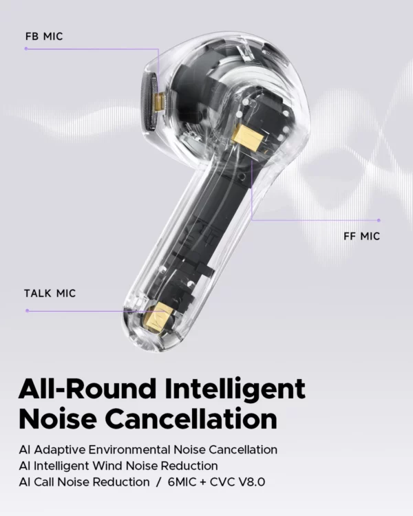 SoundPEATS-Écouteurs sans fil Air5 ANC Bluetooth 5.4, audio haute résolution, aptX lossless,CVC V8.0,6MIC AI, réduction du bruit des appels, IPX5 – Image 6